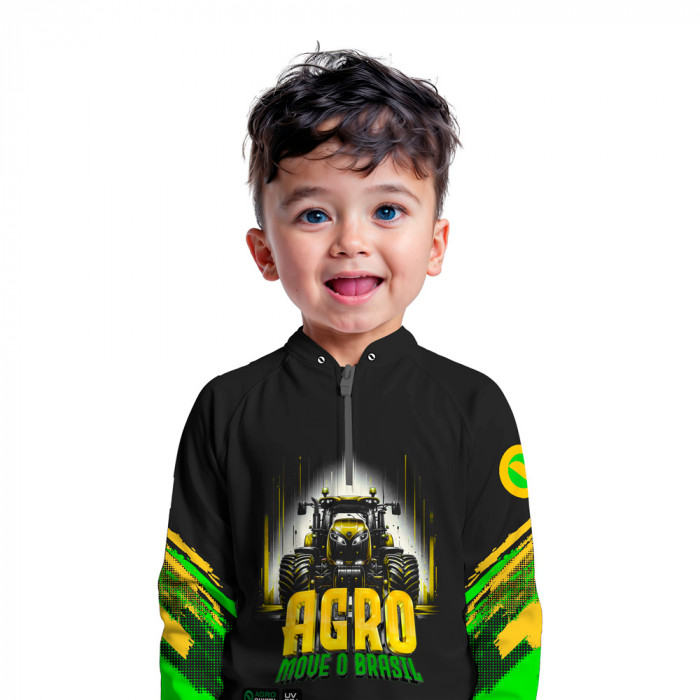 Camisa Premium - Pro Elite Agro Move o Brasil - Agro Sports - DryUv50+ Punho Luva - Infantil