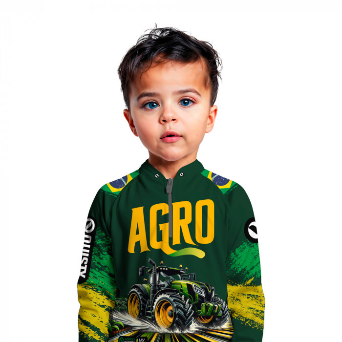 Camisa Premium - Pro Elite Brasil Agroforte - Agro Sports - DryUv50+ Punho Luva - Infantil