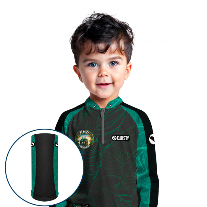 Combo Premium - Pro Elite Força da Terra - Agro Sports - Camisa + Punho Luva + Máscara Premium DryUv50+ - Infantil