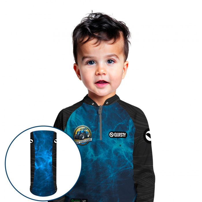 Combo Premium Infantil - Pro Elite Força do Campo- Agro Sports- Camisa + Punho Luva + Máscara Premium Infantil DryUv50+- Produção Turbo! 