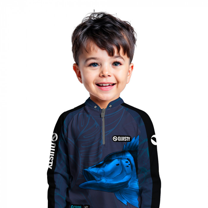Camisa Premium - Pro Elite Tucunaré Azul Blue Pesca Esportiva - DryUv50 + Punho Luva - Infantil