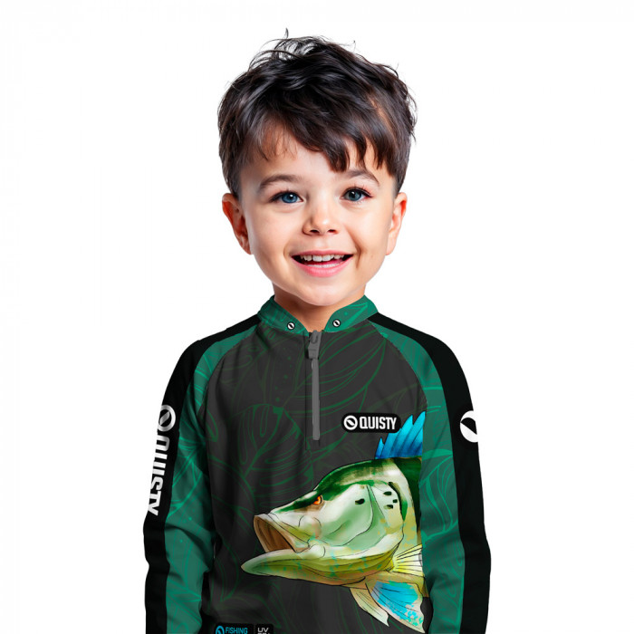 Camisa Premium - Pro Elite Tucunaré Azul Pesca Esportiva - DryUv50 + Punho Luva - Infantil