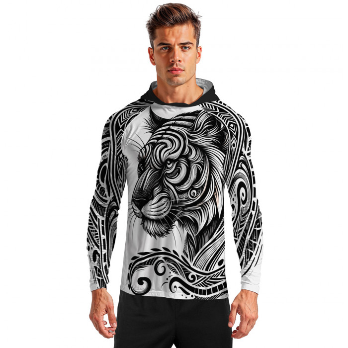 Camisa Com Capuz Hardy Protection Tribal Tiger Tattoo - DryUv50+