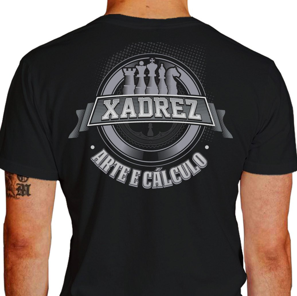 Camiseta Xadrez Pe§as Chess Rei Dama Bispo Torre Cavalo e