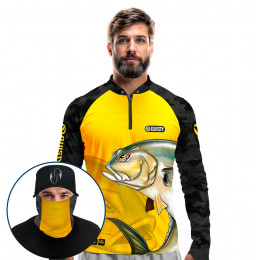 Super Combo Premium - Pro Elite Guerreiro do Mar Xaréu - Camisa + Punho Luva + Máscara Premium + Boné Tela DryUv50+