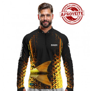 Camisa Premium - Pro Elite Dourado Do Rio Cauda Pesca Esportiva - DryUv50+ Punho Luva